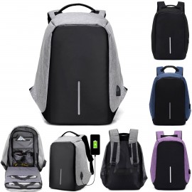 Anti-Theft Backpack USB Type Logo Imprinted