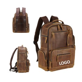 Custom Men's Vintage Leather Backpack (direct import)