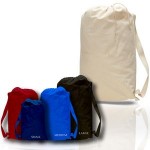 Custom Embroidered Heavy Canvas Drawstring Laundry Bag with Wide Shoulder Handle - Natural