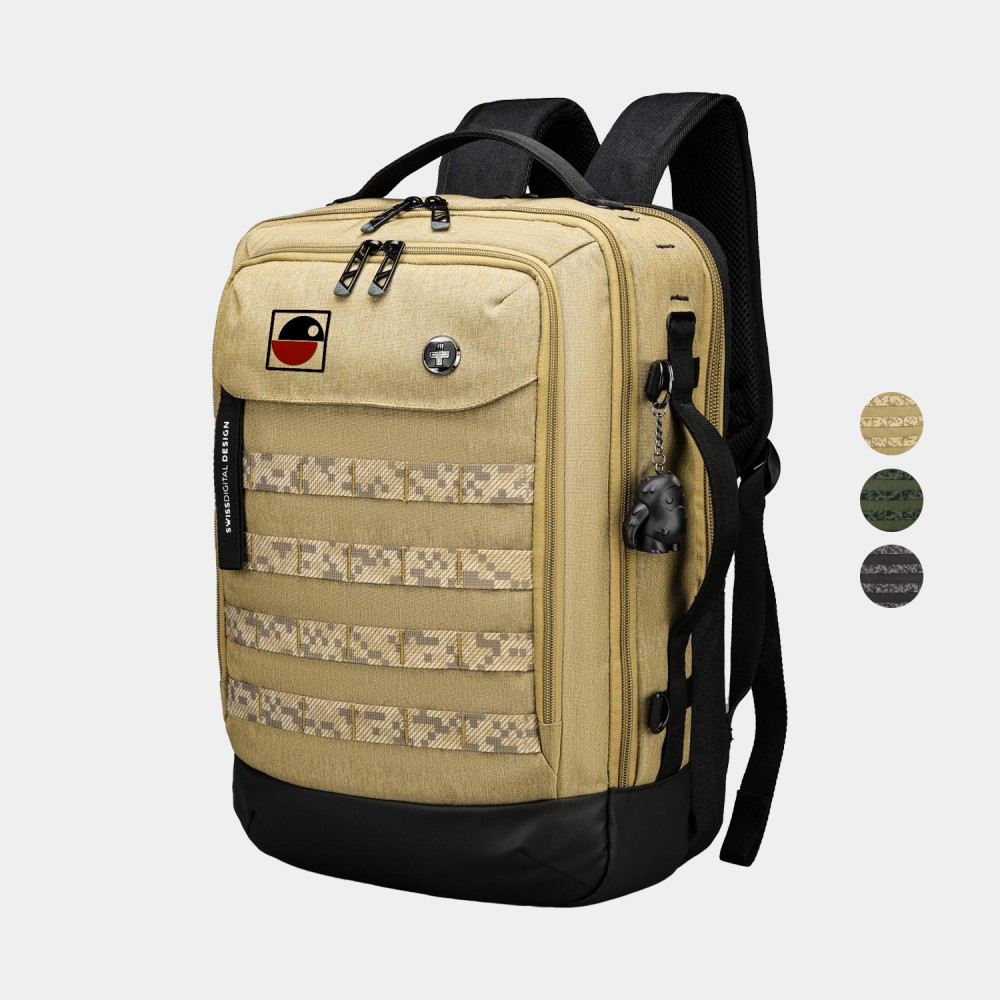 SwissDigital BERG RFID Protection Large Travel Backpack with Logo