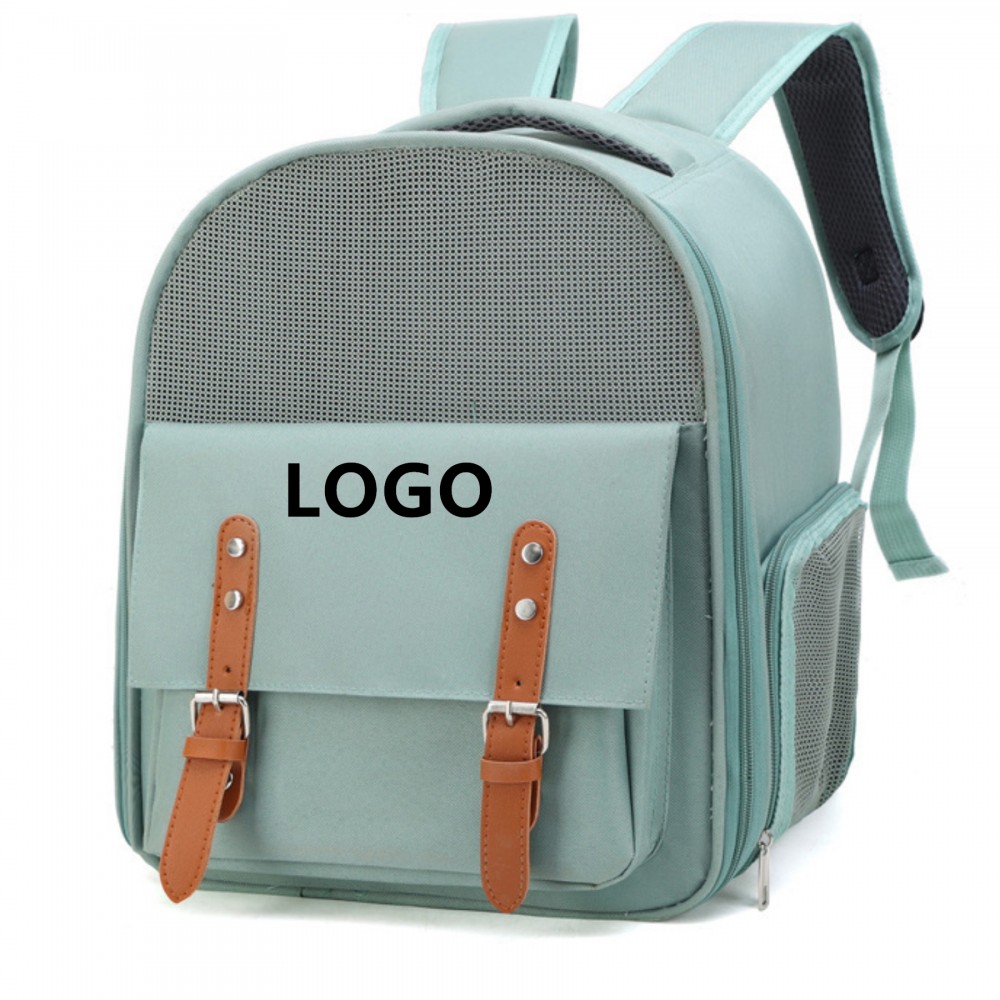 Logo Branded Pet Carrier Backpack With Breathable Mesh