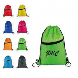 Promotional Drawstring Backpack With Front Zipper Pocket  Promotional Drawstring Backpack With Front Zipper Pocket