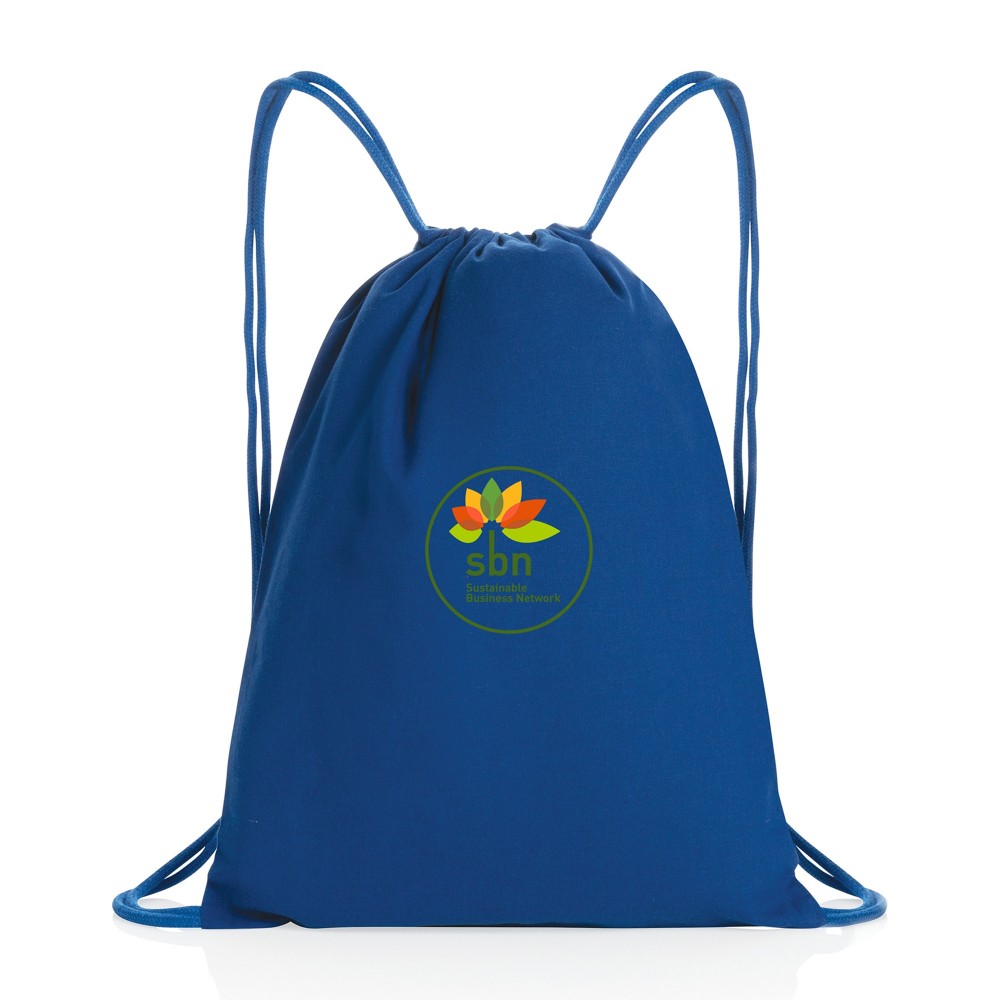 Impact AWARE Recycled Cotton Cinchpack 145g - Blue with Logo