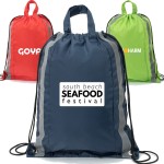 Personalized Premium Two Color Stripes 210D Polyester Drawstring Backpack (13" x 16")