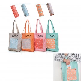 Folding Grocery Bag with front pocket with Logo