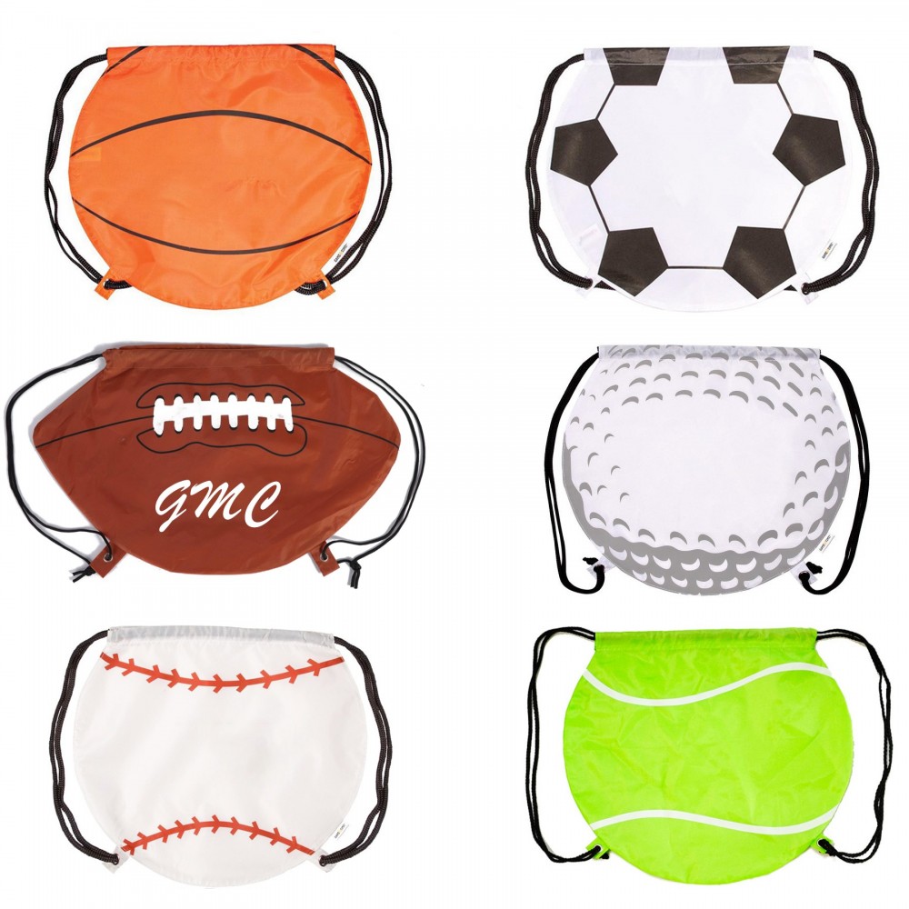 Promotional Sportsball Polyester Drawstring Backpack
