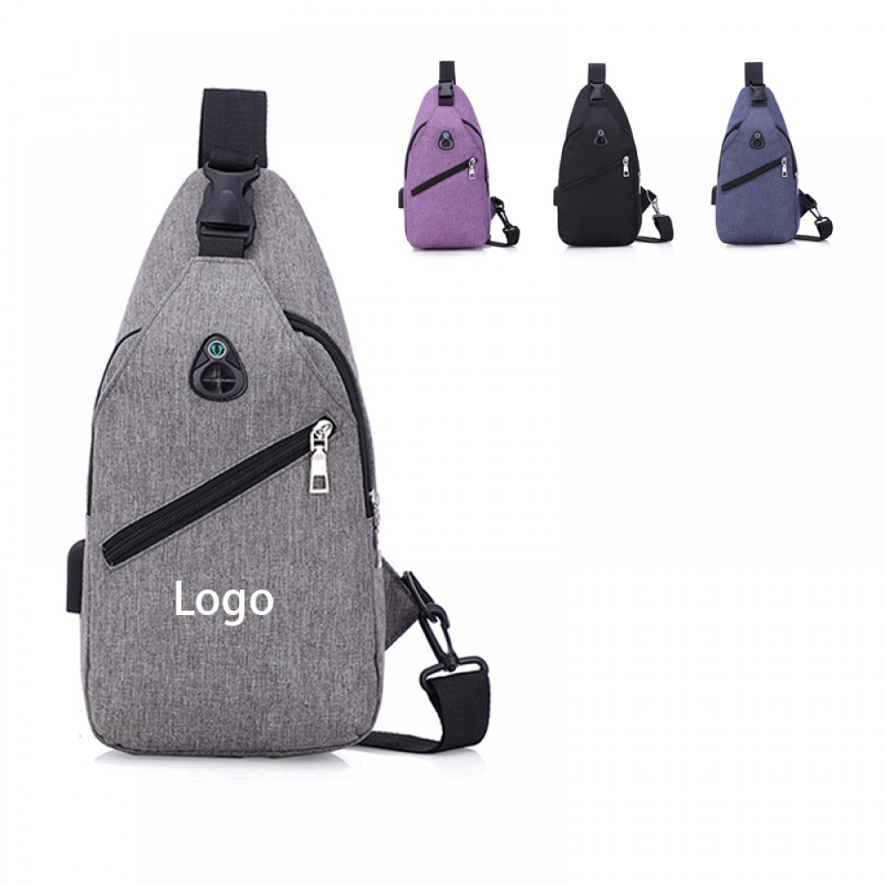 Customized Casual Sling Backpack with USB Port