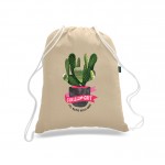 Customized ORGANIC Small Natural 100% Cotton Drawstring Backpack - Full Color Transfer (14"x18")