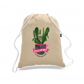 Customized ORGANIC Small Natural 100% Cotton Drawstring Backpack - Full Color Transfer (14"x18")  Customized ORGANIC Small Natural 100% Cotton Drawstring Backpack - Full Color Transfer (14"x18")