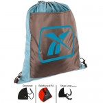 Logo Branded Large Front Pocket Dual Color Drawstring Backpack (15" x 18")