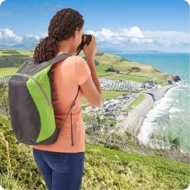 Smooth Trip Travel Gear by Talus Ultralight Foldable Day Pack, Green/Gray with Logo