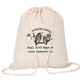 Cotton Drawstring Backpack Bag with Logo