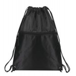 Logo Branded Drawcord Backpack w/ Zipper Pocket