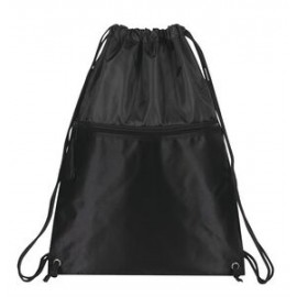 Logo Branded Drawcord Backpack w/ Zipper Pocket  Logo Branded Drawcord Backpack w/ Zipper Pocket