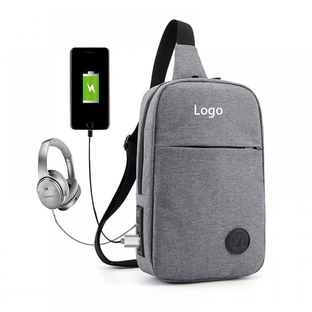Custom Casual Sling Backpack with USB Port