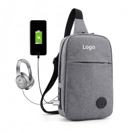 Casual Sling Backpack with USB Port with Logo  Casual Sling Backpack with USB Port with Logo