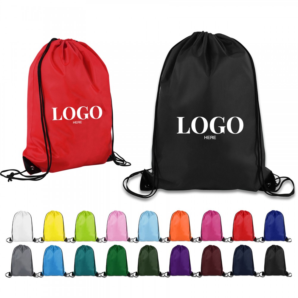 14" X 18" 210D Polyester Drawstring Backpack with Logo