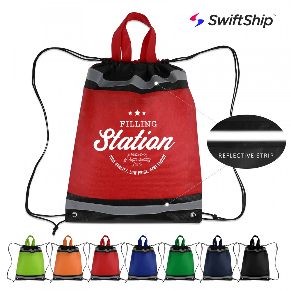 Promotional Reflective Non-Woven Drawstring Backpack