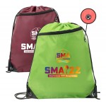 Premium Drawstring Cinch Up Front Pocket Backpack w/ Earphone Outlet (14" x 18") with Logo