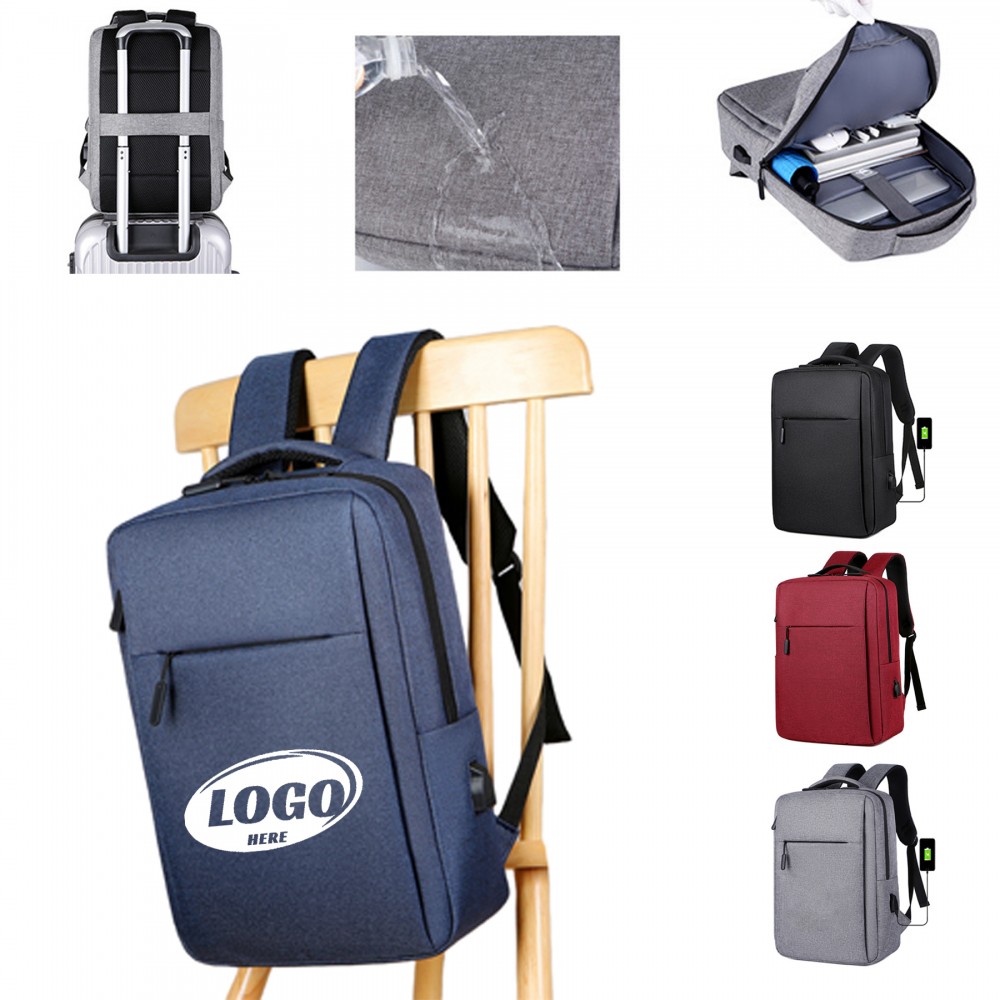 Travel Laptop Backpack with USB Charging Port with Logo