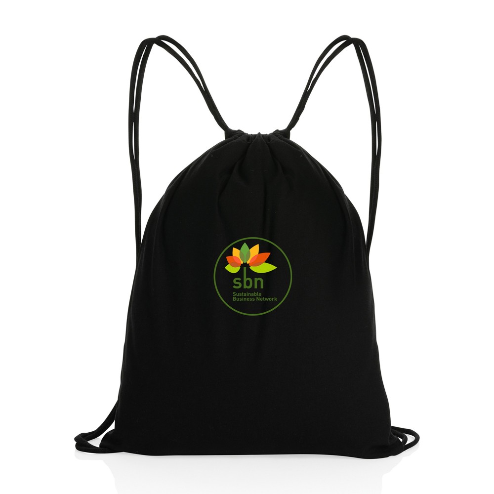 Impact AWARE Recycled Cotton Cinchpack 145g - Black with Logo