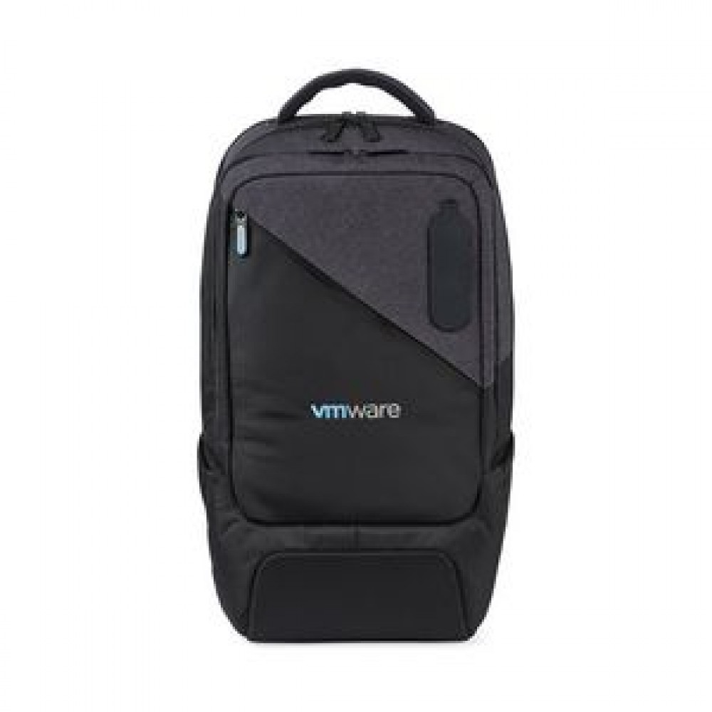 Life in Motion Linked Charging Computer Backpack - Black-Dark Grey Heather Custom Embroidered Life in Motion Linked Charging Computer Backpack - Black-Dark Grey Heather Custom Embroidered
