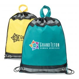 Custom Heavy Duty Tri Color Stripes Drawstring Backpack (13" x 16")