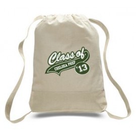 Customized Natural 12 Oz. Canvas Cinch Backpack - 1 Color (14"x18"x2")