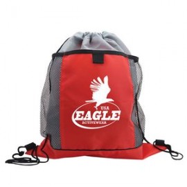 The Sportster - Drawstring Backpack With Mesh Pockets with Logo  The Sportster - Drawstring Backpack With Mesh Pockets with Logo