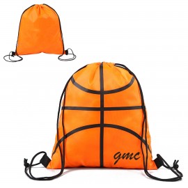 Basketball Pattern Drawstring Backpack with Logo  Basketball Pattern Drawstring Backpack with Logo