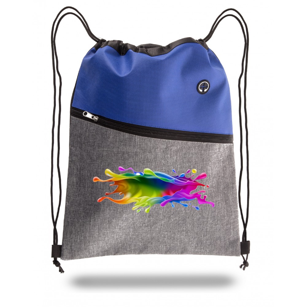 Two-Tone Drawstring Cinch Bag - Full Color Transfer (13" x 16.5") with Logo