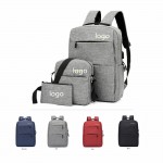 3 Pieces Customized Travel Laptop Backpack With USB Charging Port with Logo