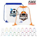 Large Clear Stadium Drawstring Backpack with Logo