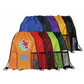 Logo Branded Dual Pocket Drawstring Backpack