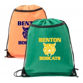 Premium 210D Polyester Front Zipper Drawstring Backpack (14" x 18") with Logo  Premium 210D Polyester Front Zipper Drawstring Backpack (14" x 18") with Logo