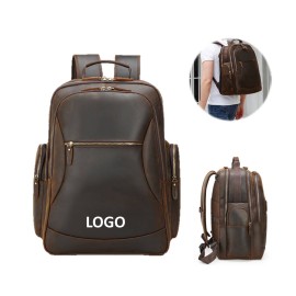 Leather Laptop Backpack For Men with Logo  Leather Laptop Backpack For Men with Logo