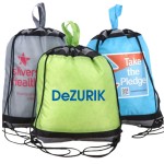 Heavy Duty 210D Poly Reflective Stripes Drawstring Backpack (14" x 18") with Logo