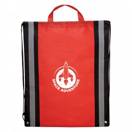 Customized Non-woven backpack with reflective strips and cinch drawstring & handles (16" x 20")