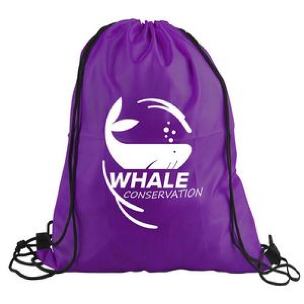 The Junior - 13" X 16" Polyester Drawstring Backpack with Logo