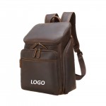 Logo Branded Retro Leather Backpack For Men