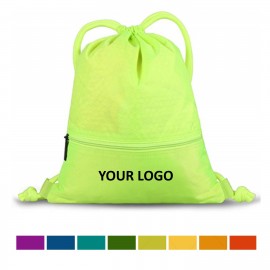 Honeycomb Drawstring Backpack With Zipper with Logo  Honeycomb Drawstring Backpack With Zipper with Logo