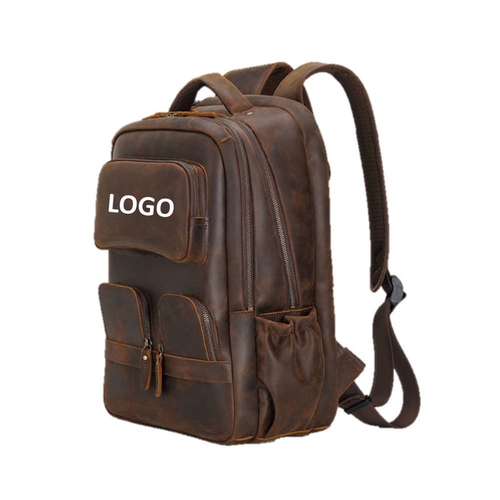 Personalized Retro Leather Laptop Backpack