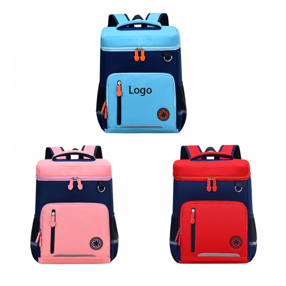 Logo Branded Waterproof Kids School Backpack with Reflective Strips