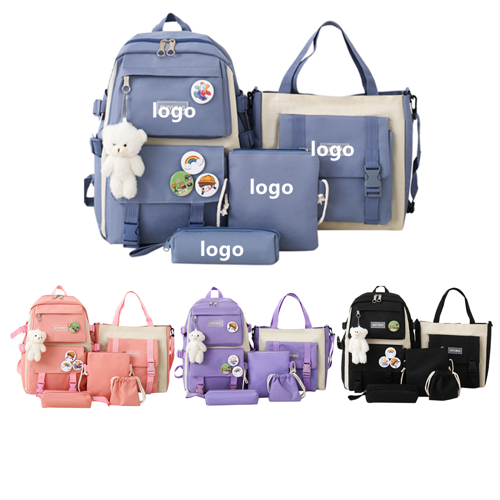 Customized 4 Pieces Scratch Proof School Backpack Set
