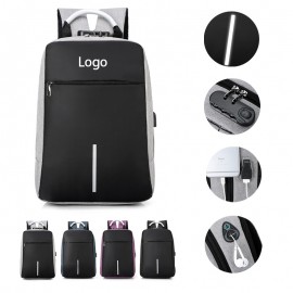 Laptop Backpack with USB Port and Combination Lock with Logo  Laptop Backpack with USB Port and Combination Lock with Logo