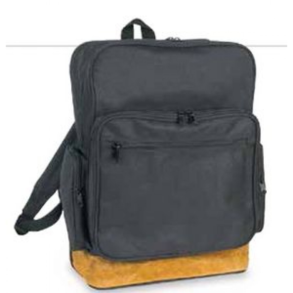 Leather Bottom Backpack w/Adjustable Shoulder Strap with Logo