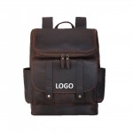Men's Business Leather Travel Backpack with Logo