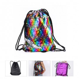 Sequin Drawstring Storage Backpack Logo Imprinted