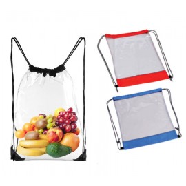 Small Clear Drawstring Sport Backpack with Logo  Small Clear Drawstring Sport Backpack with Logo