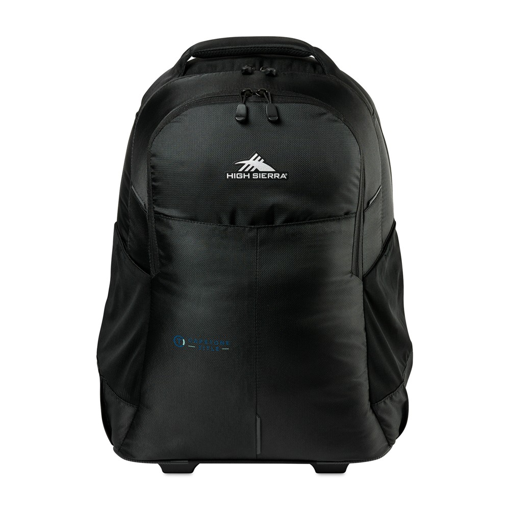 High Sierra Powerglide Pro Wheeled Backpack - Black with Logo